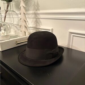 Stetson Ivy League Black Fedora Ribbon Wool Vintage Hat 7 1/8
